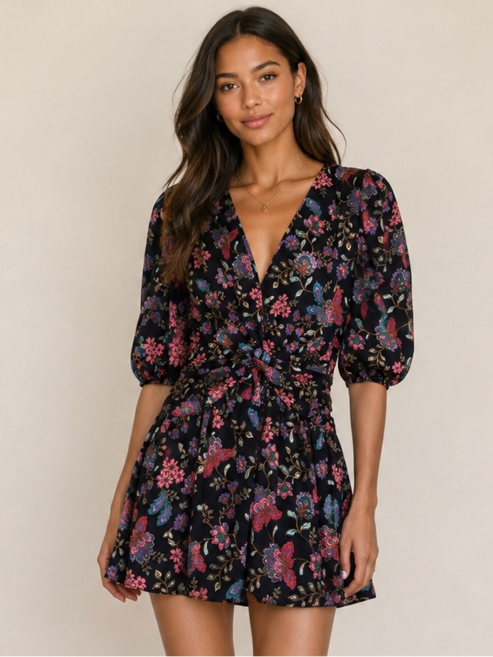 MISA Los Angeles Narcissa Gemstone Floral Mini Dress Size S